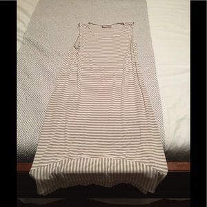 Chico’s tan/white striped sleeveless dress